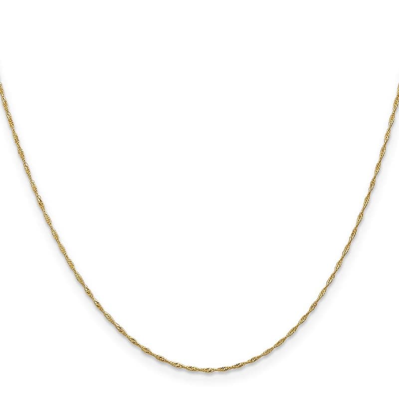 Curata 14k Yellow Gold 9" or 10" 1mm Singapore Chain Anklet (Spring-ring)