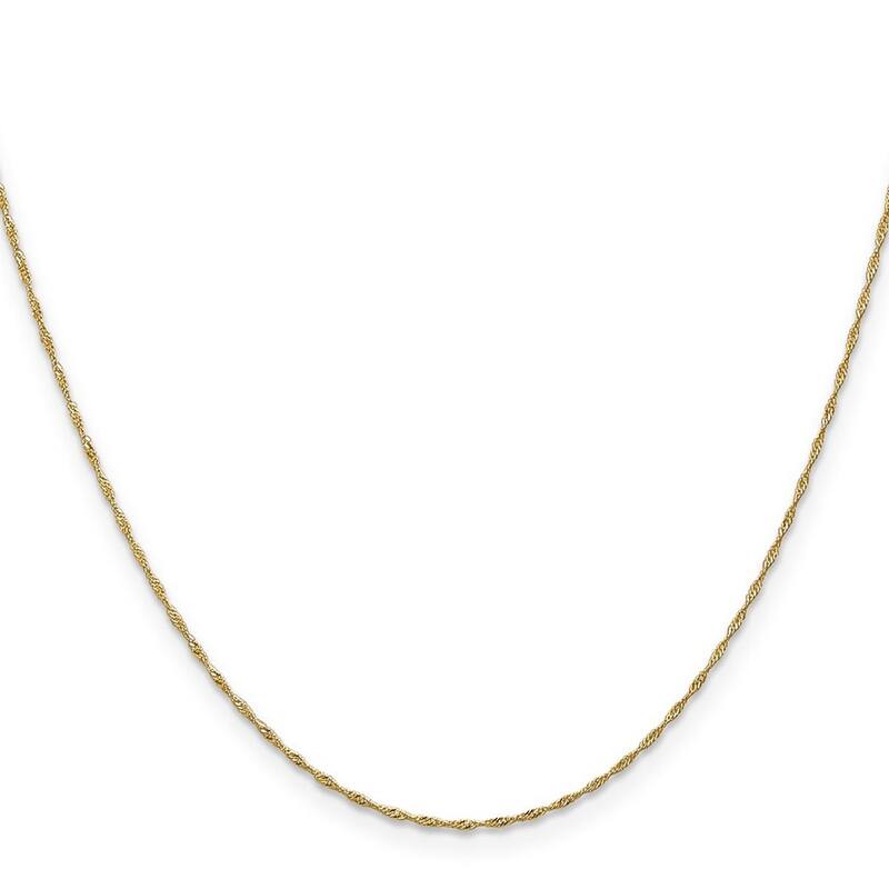 Curata 14k Yellow Gold Solid 1.0mm Diamond-cut Singapore Chain Necklace Options: 16 18 20 24 30
