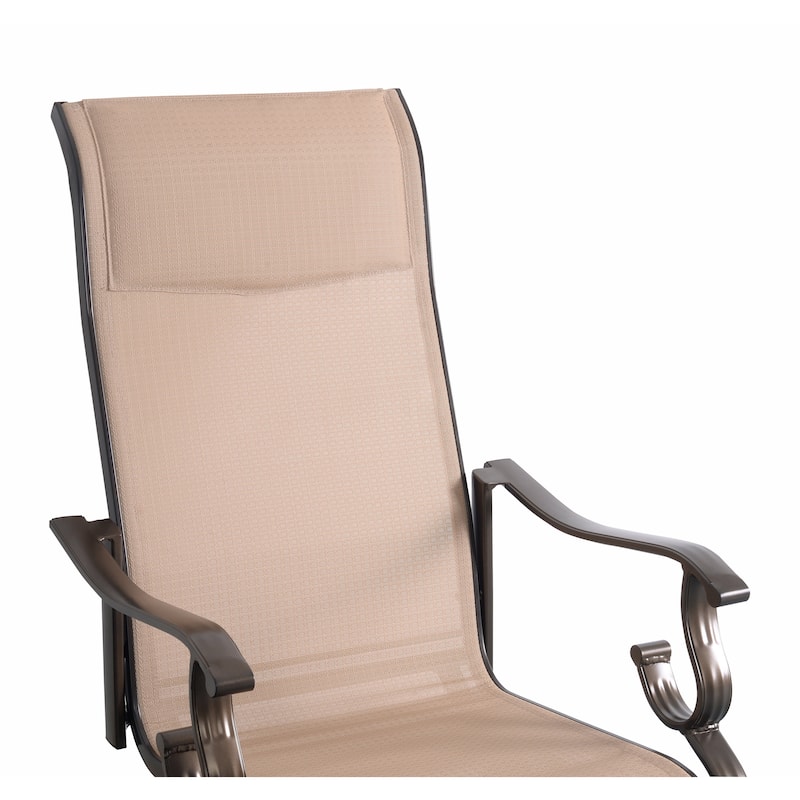 Set of 2 Westin Swivel Rocking Sling Patio Dining Chairs- Bronze/Tan
