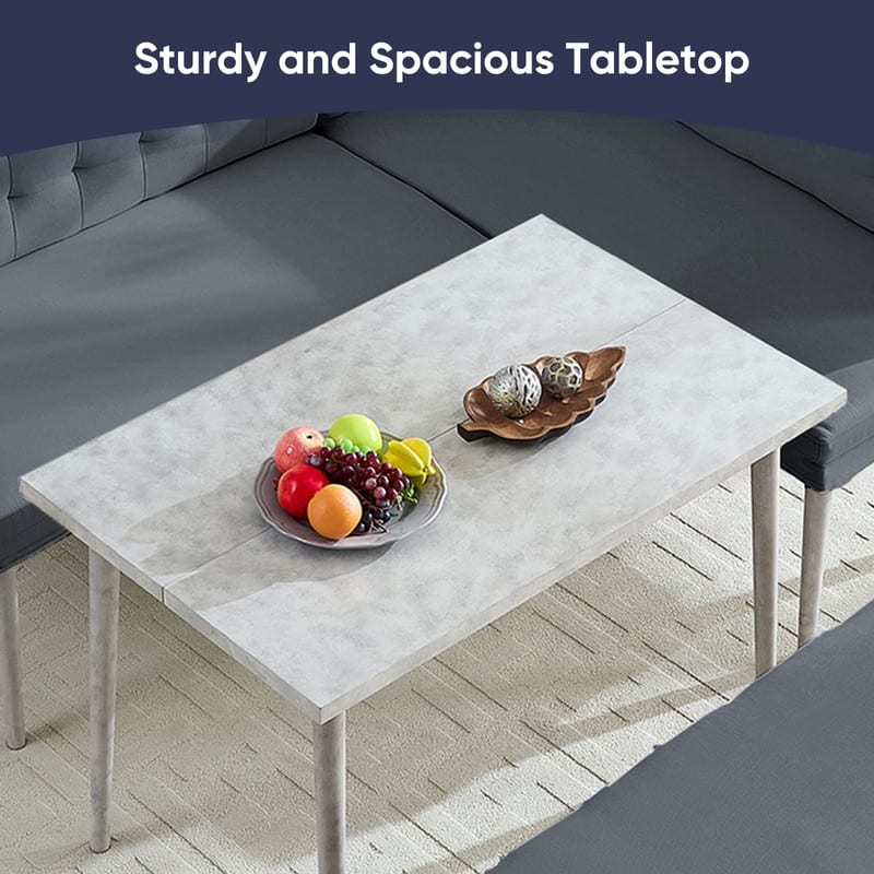 Mixoy 3 Pieces Dining Table Set, Rectangular Table with Upholstered L-Shaped Sofa Chairs Set