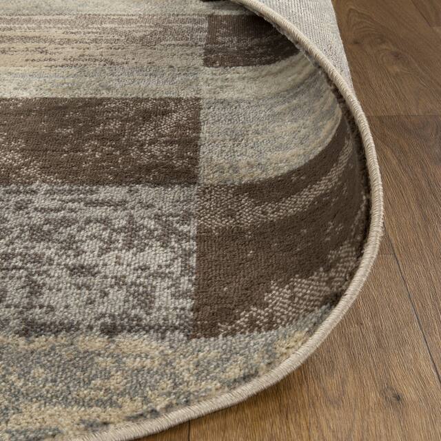 Miranda Haus Geometric Modern Patchwork Polypropylene Indoor Area Rug