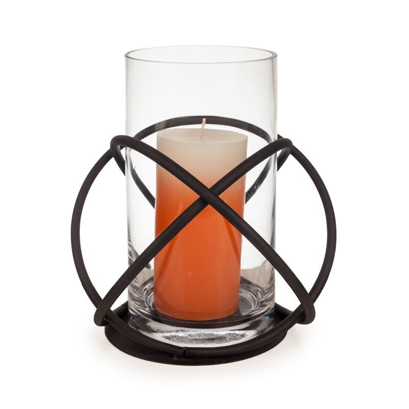 Orb Hurricane Glass Pillar Candle Holder - 9.25" - Black