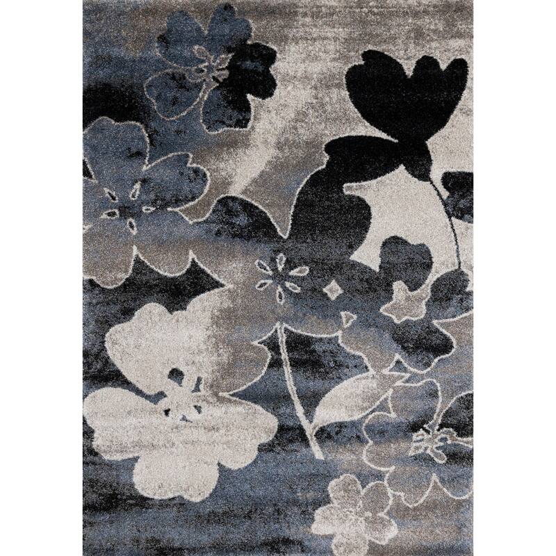 Brookfield Collection - Blue/Cream/Black Floral Rug