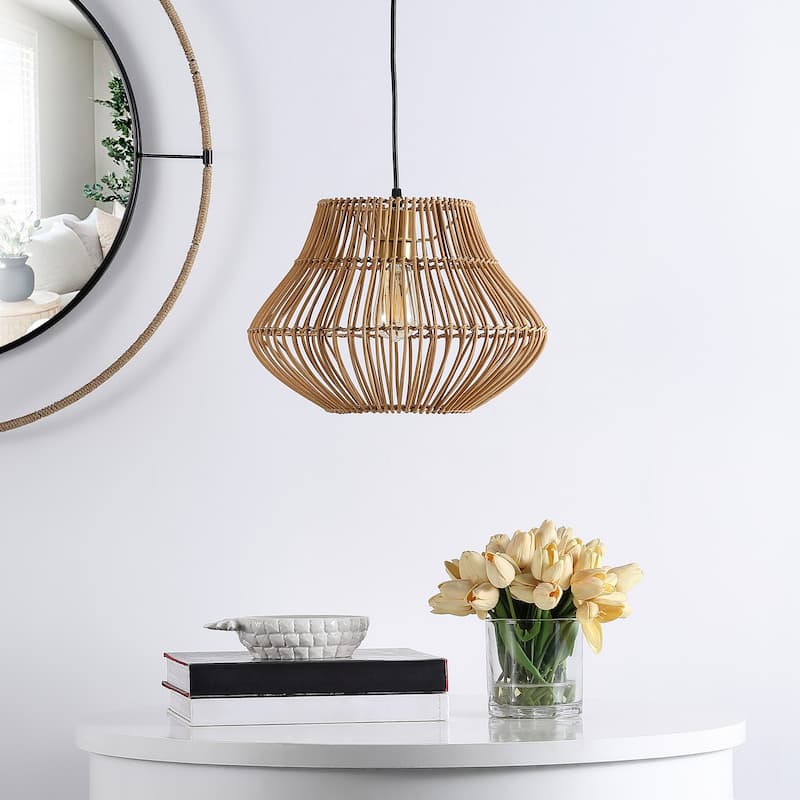 SAFAVIEH Lighting Rolina 14.5-inch Pendant - 15" W x 15" D x 14-86" H - Natural - 15Wx15Dx86H
