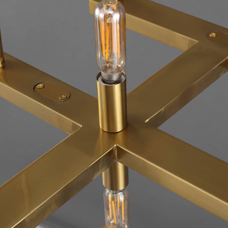 SAFAVIEH Couture Melanie 56" Metal Chandelier - 50" W x 16" D x 56" H - Gold