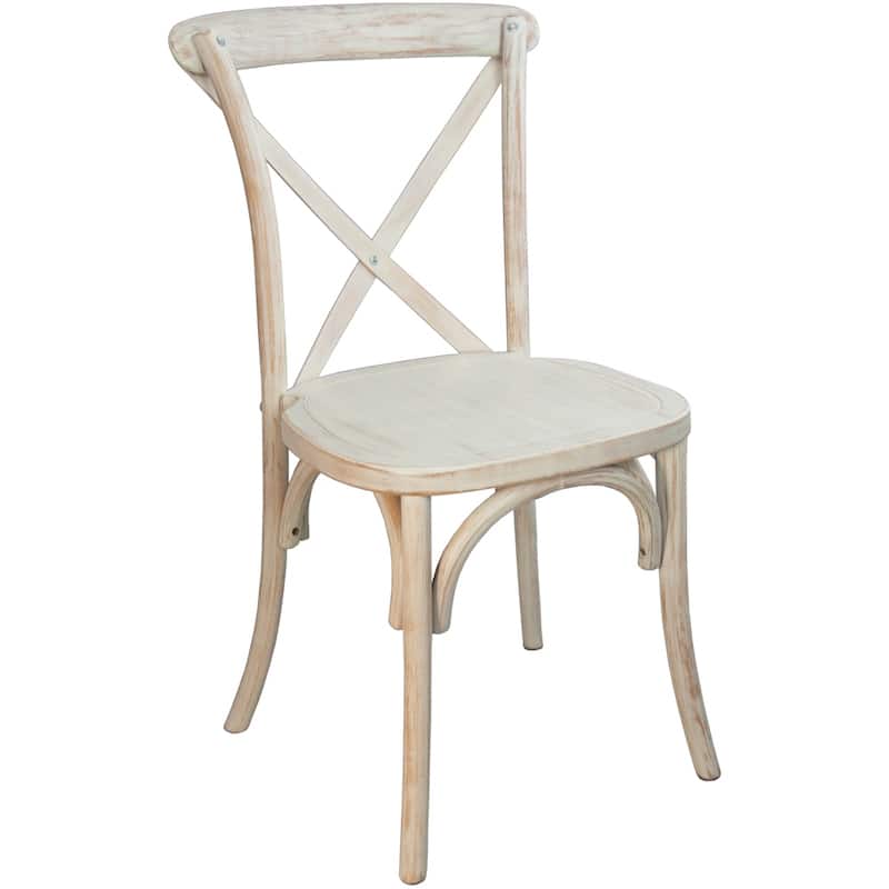 Modern Solid Wood Stacking Cross Back Dining Chairs (Set of 2) - Lime Wash