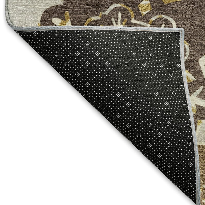Machine Washable Indoor/ Outdoor Global Motif Chantille Rug