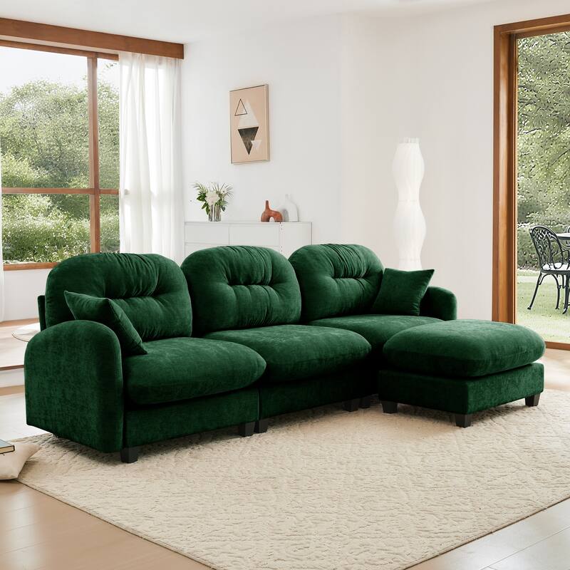 GDF Studio - Amori Modular Modern Chenille L-Shaped Sectional Sofa with Ottoman and Tufted Cushion Backrest