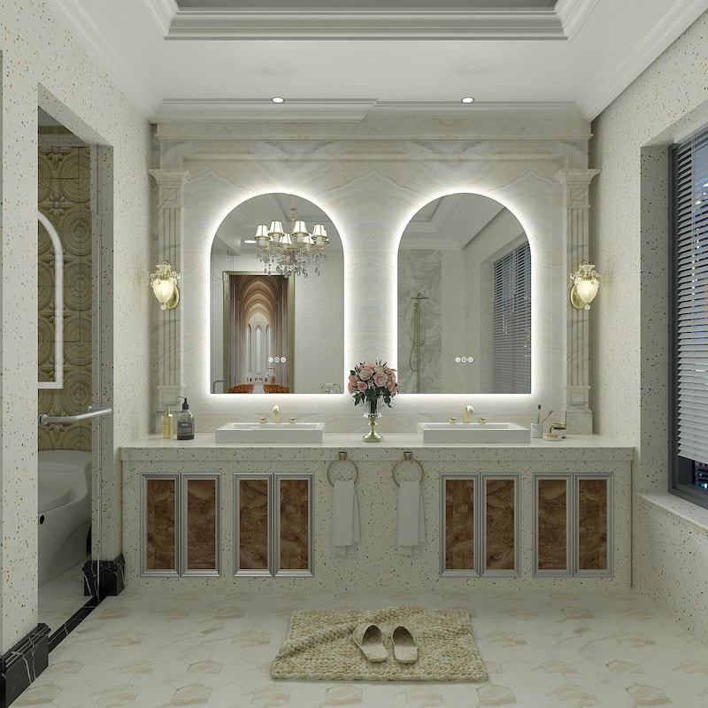 UL Certified Arched LED Anti-fog Tempered Glass Wall Bathroom Vanity Mirror