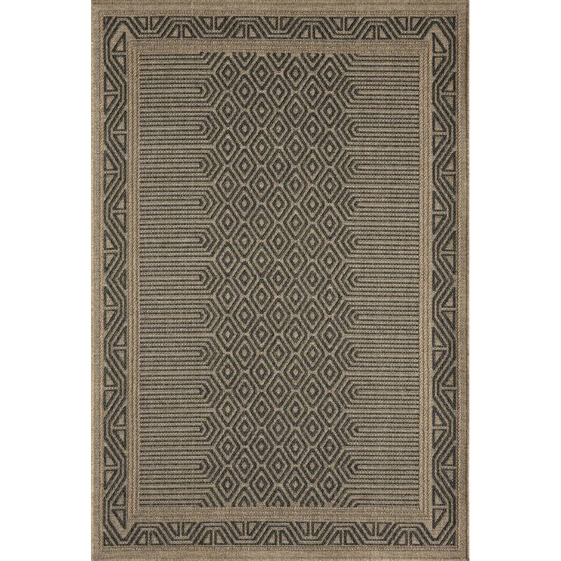 Abani Rugs Patio PAT140A Outdoor Grey Beige Geometric Tribal Area Rug