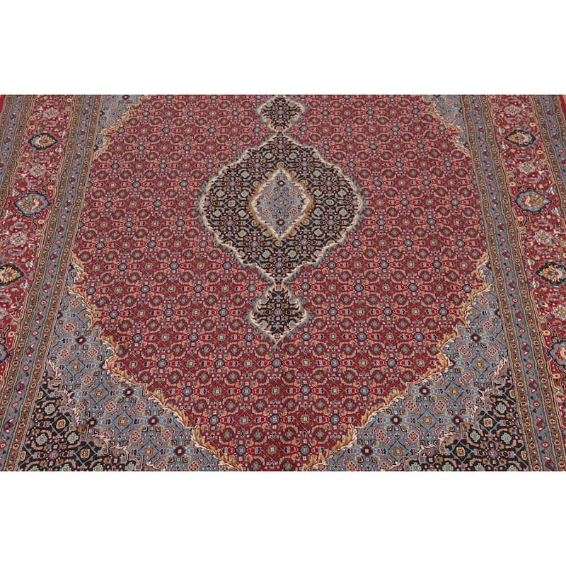 Red Geometric Tabriz Turkish Area Rug Machine Made Carpet - 9'7" x 12'7"