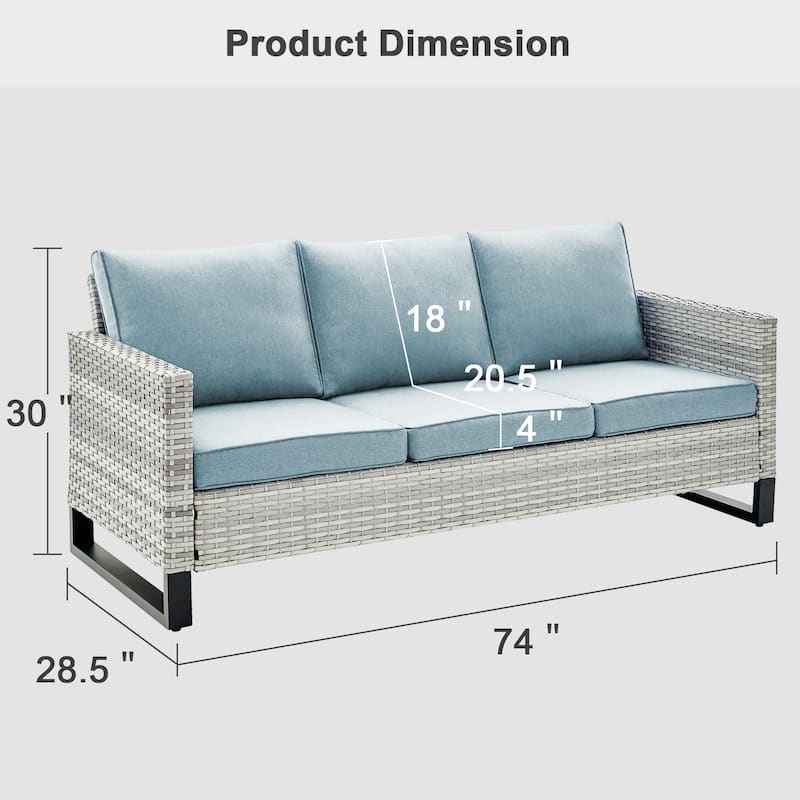 Gymojoy 3-Seat Outdoor Sofa, All-Weather PE Wicker