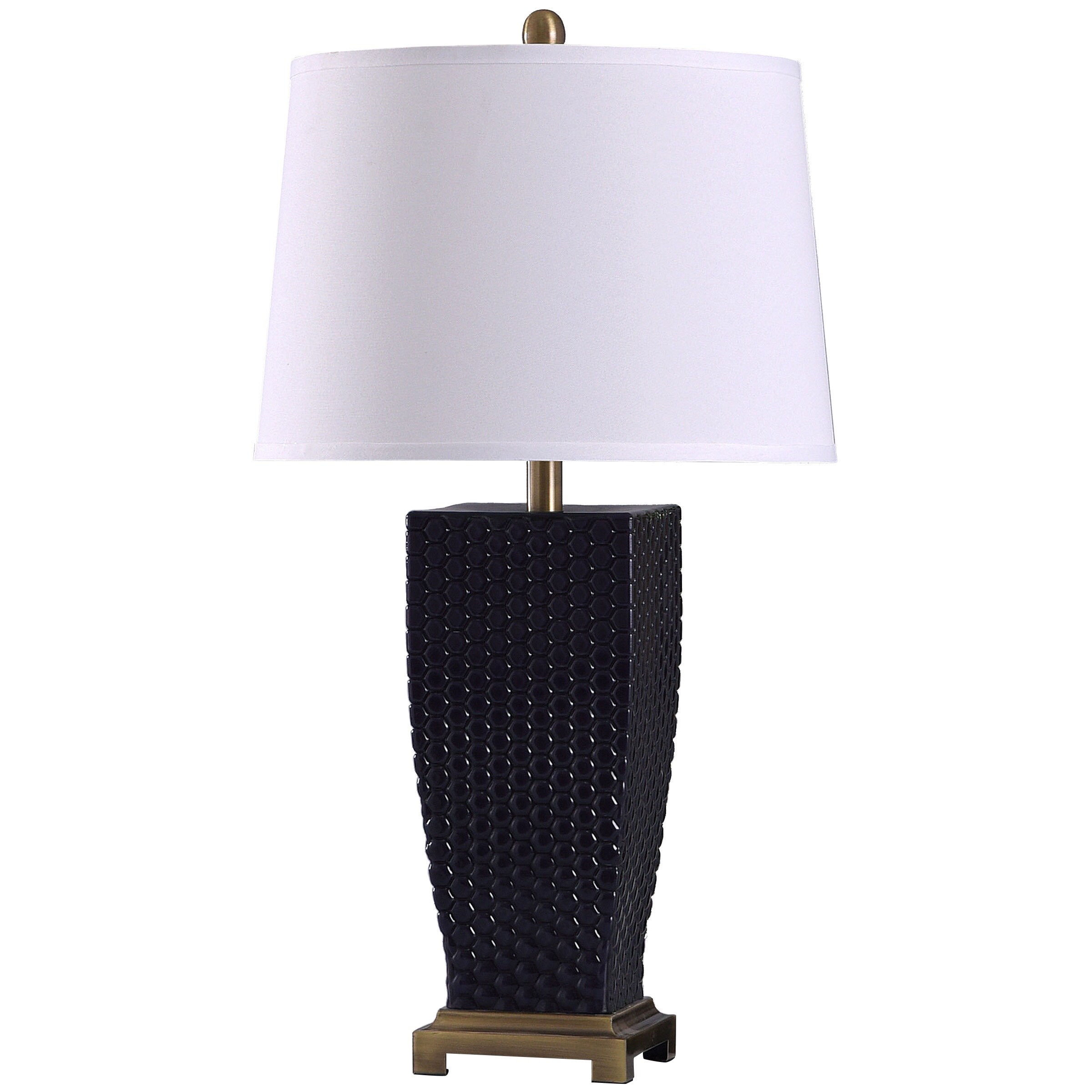 navy and copper table lamp