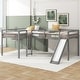 preview thumbnail 2 of 6, Gray Twin Size Solid Pine Wood L-Shaped Loft Bed with Slide and Widened Ladder