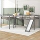 preview thumbnail 1 of 25, Twin Size Loft Bed with Ladder, Slide Full-Length Guardrail for Kids L-Shaped Bedframe Wood Slat Support & No Box Spring Needed Gray