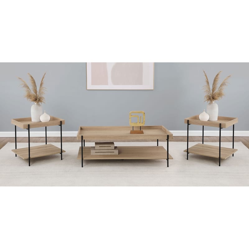 Fallon Rectangular Coffee And End Table Set Natural - 3-Piece Set