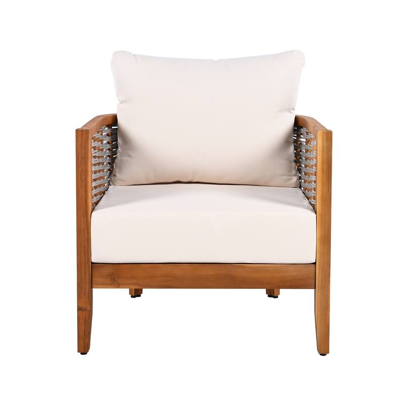 Christopher Knight Home - Lysander Outdoor Acacia Wood Tub Design Armchair with Woven Rope