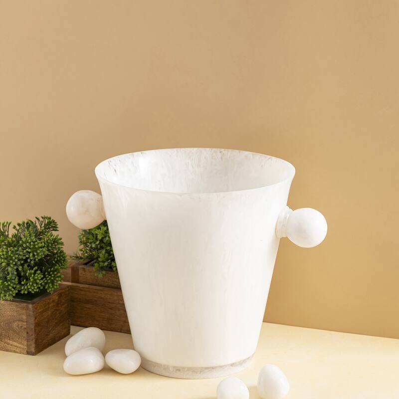 White Resin Ice Bucket w/Handles