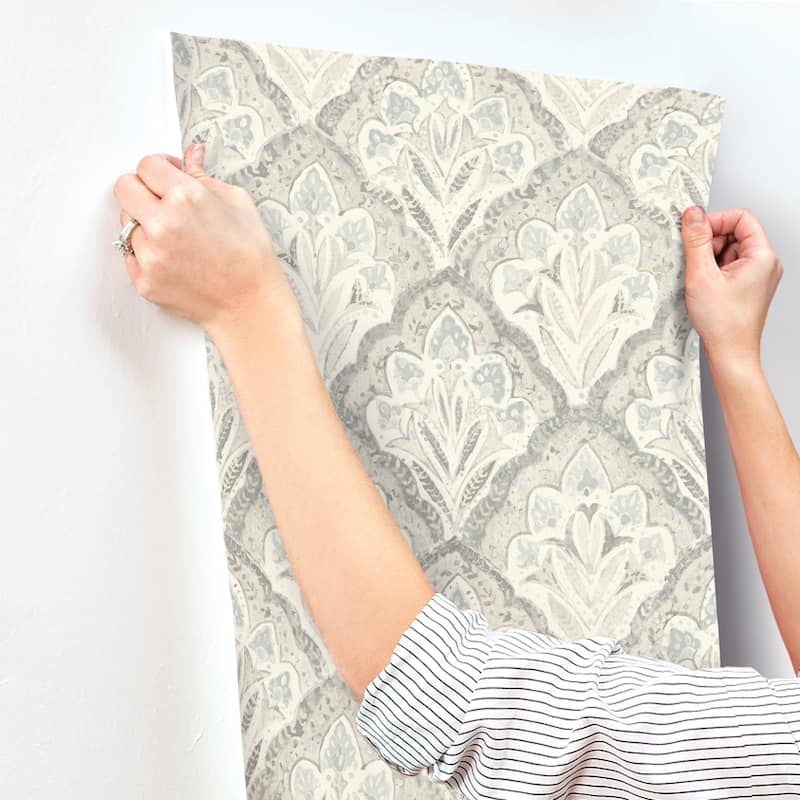 Chesapeake Mimir Grey Quilted Damask Wallpaper