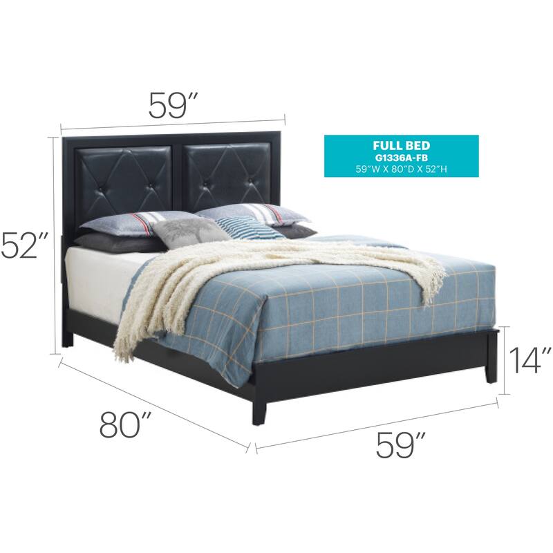 Black Full Bed with Transitional Style, Sleek Finish and Spacious Frame for Guest Bedrooms or Contemporary Homes