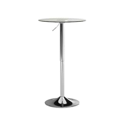 23.5" Round Adjustable Height Glass Table (Adjustable Range 33.5" - 41")