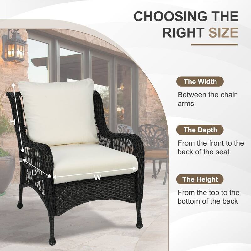 Aoodor Outdoor Deep Seat Cushion Set, Waterproof Patio Furniture Cushions with Adjustable Straps & Removable Cover, Set of 2