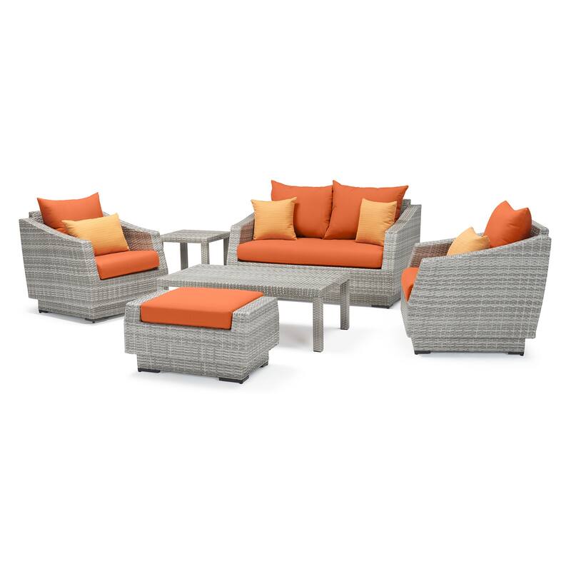 Cannes 6 Piece Sunbrella Outdoor Patio Love & Club Seating Set