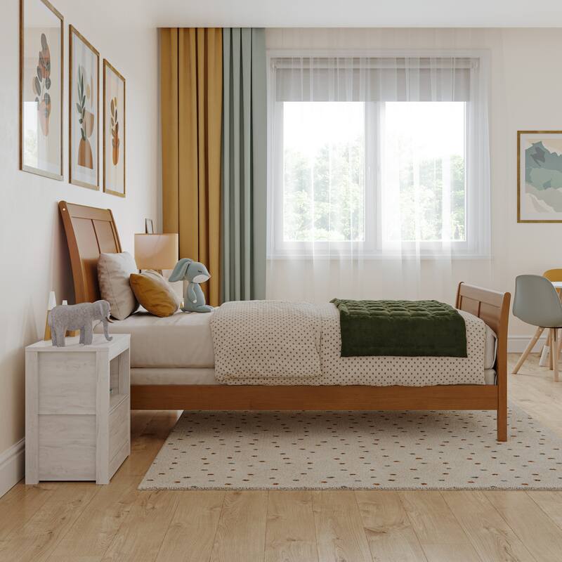 Portland Solid Wood Foundation Bed with Matching Footboard