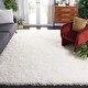 preview thumbnail 56 of 86, SAFAVIEH Bahija Handmade Luxe Shaggy 3 inch-thick Area Rug 8' x 8' Square - Ivory