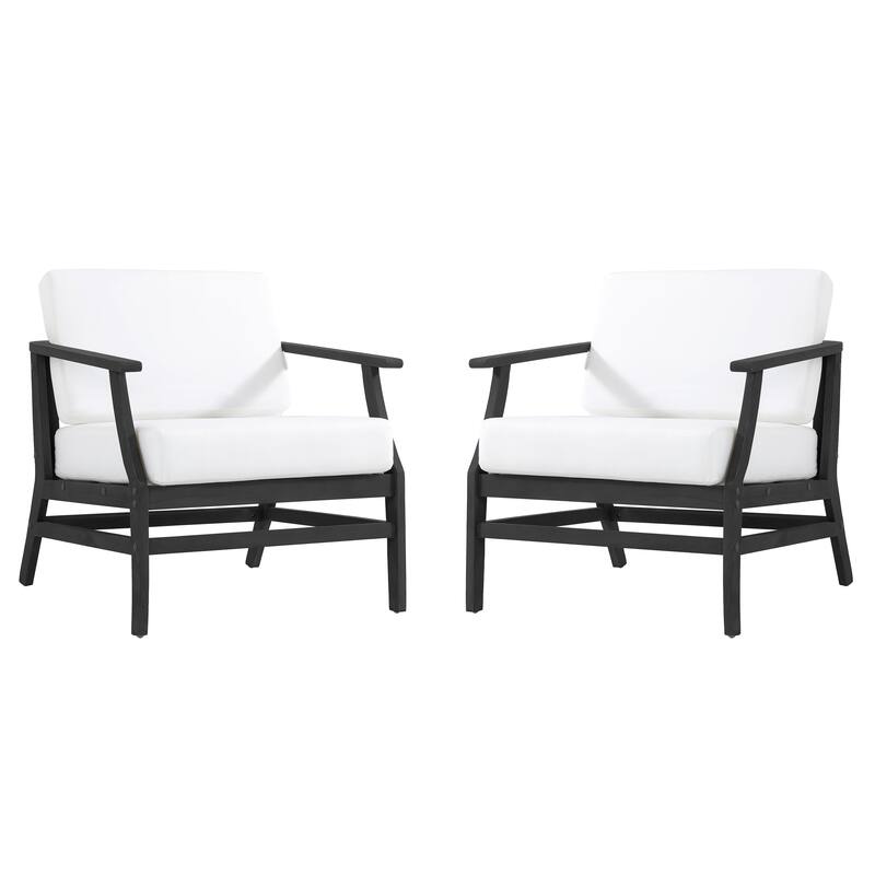 Teak Outdoor Patio Club Chairs Loveseat with Cushions