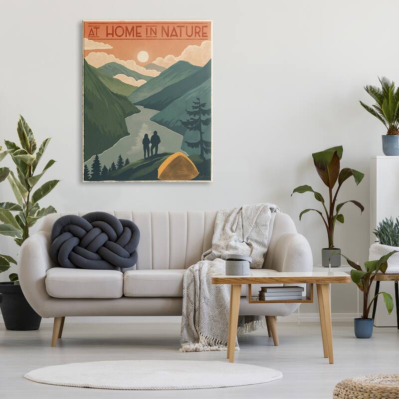 Stupell At Home In Nature Phrase Camping Tent Mountains Canvas Wall Art - Green