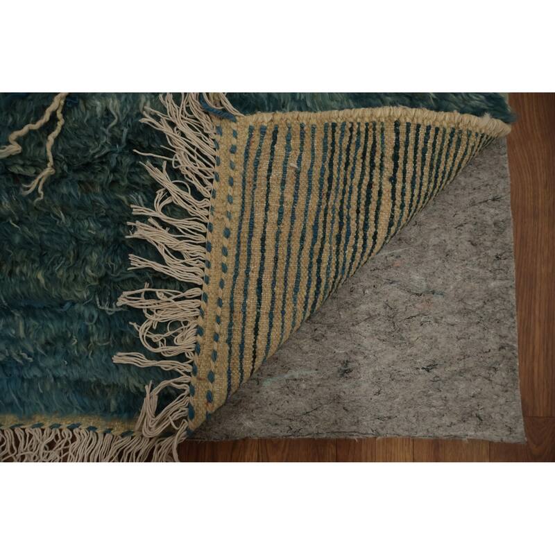 Hand Knotted Oriental 100% Wool Carpet Modern Stripe Multi-Colored Moroccan Area Rug - 9' 10'' X 6' 10''