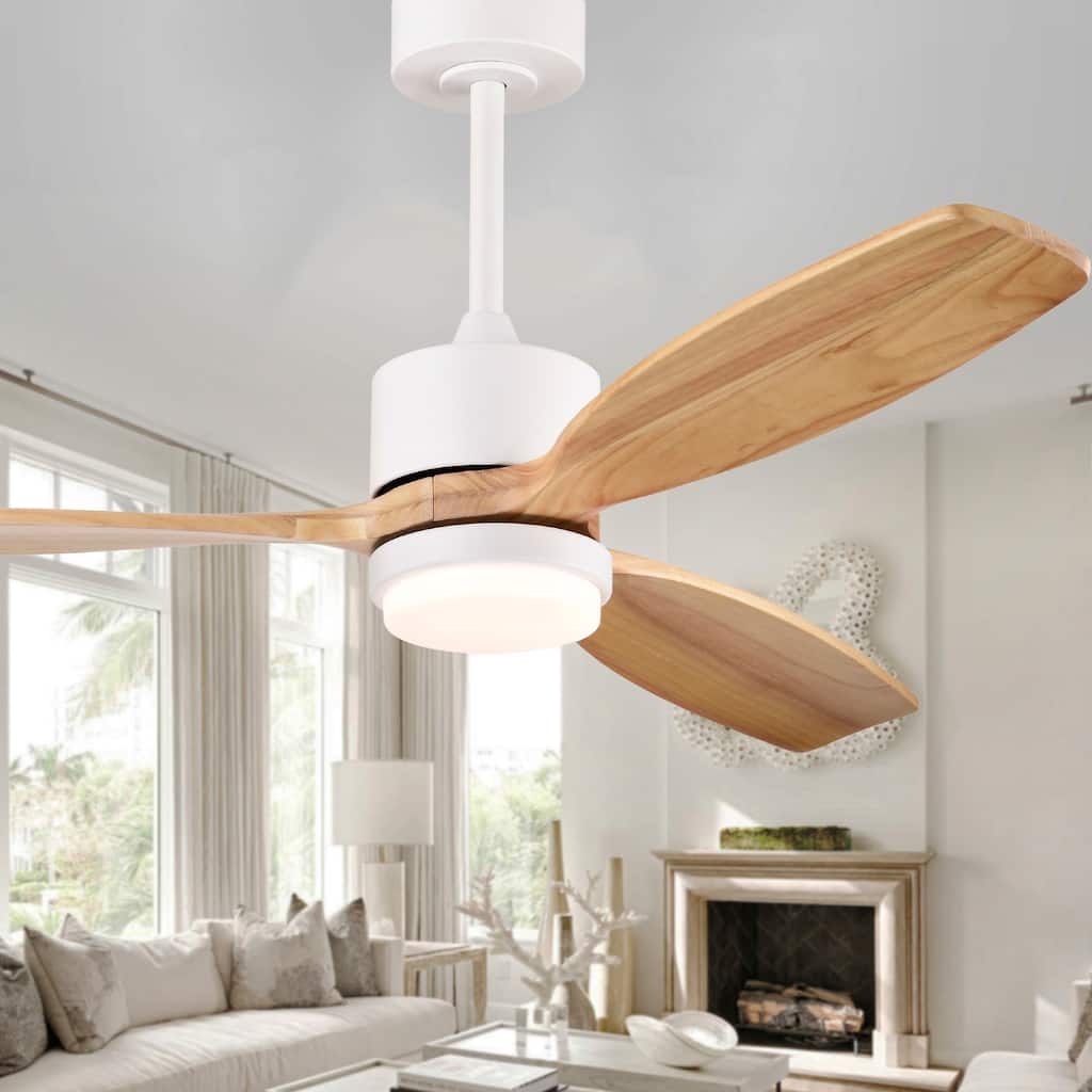 Yerma 52-inch Solid Wood and Metal Lighted Ceiling Fan with LED Lighting