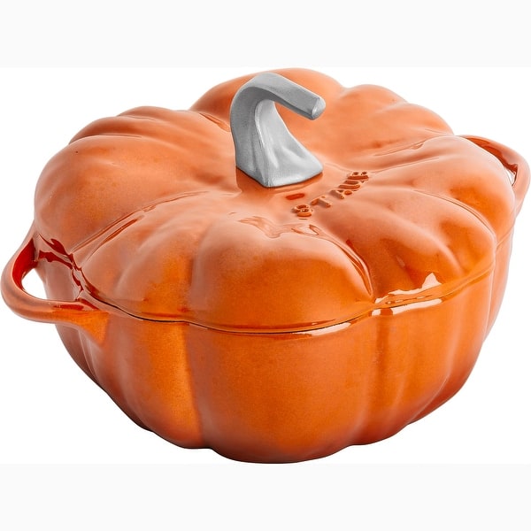 slide 2 of 32, STAUB Cast Iron 3.5-qt Pumpkin Cocotte with Stainless Steel Knob