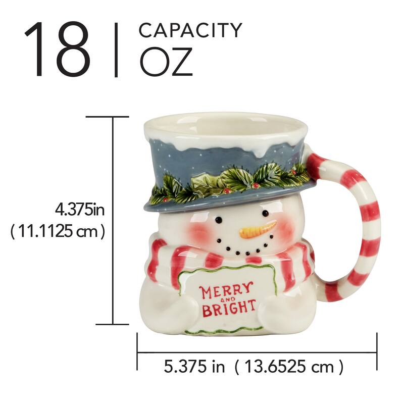 Certified International Snowman Greetings 3-D Mugs, Set of 4