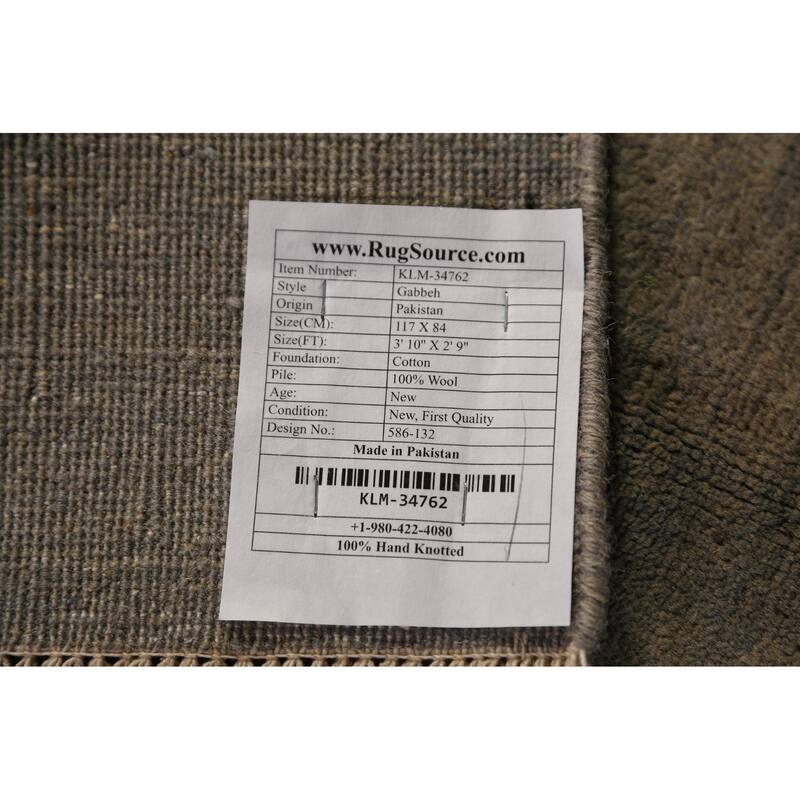 Modern Gabbeh Oriental Rug Hand-Knotted Multi-Color Wool Carpet - 2'9" x 3'10"