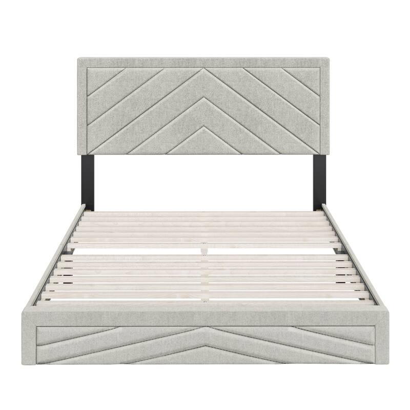 Boyd Sleep Barcelona Diagonal Linen Upholstered Platform Bed Frame