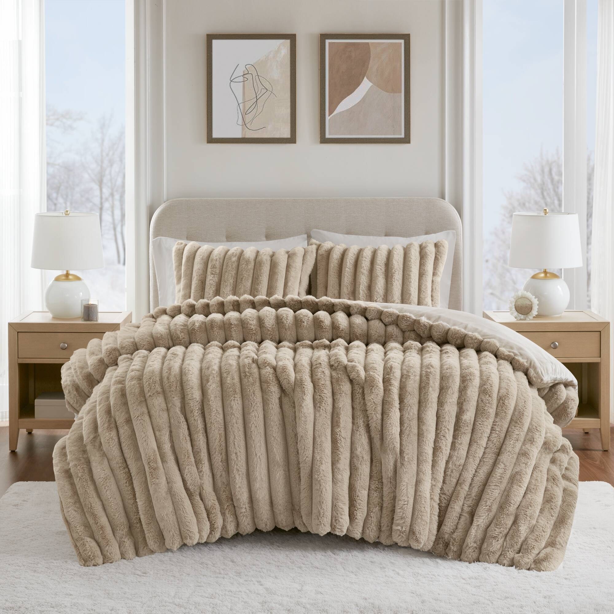 Madison Park Jasmine Ultrasoft Faux Fur Ribbed Comforter Set