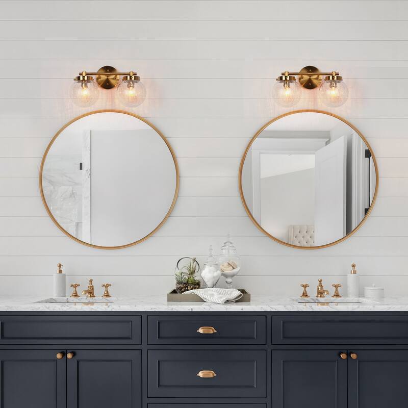 Bola Modern Gold 4-Light Bathroom Vanity Light Orb Glass Wall Sconces