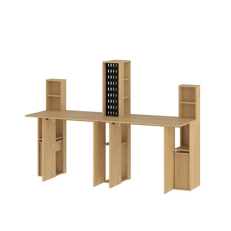 3-in-1 Folding Study Desk Multifunctional Writing Desk for 2 Kids