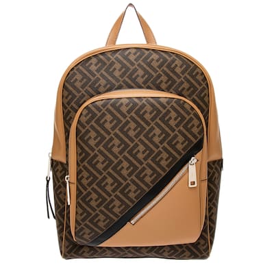 Fendi Men's Chiodo Medium Diagonal FF Backpack - Brown