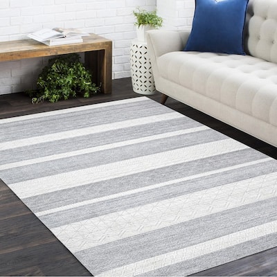 Overton Handmade Modern Contemporary Striped Area Rug