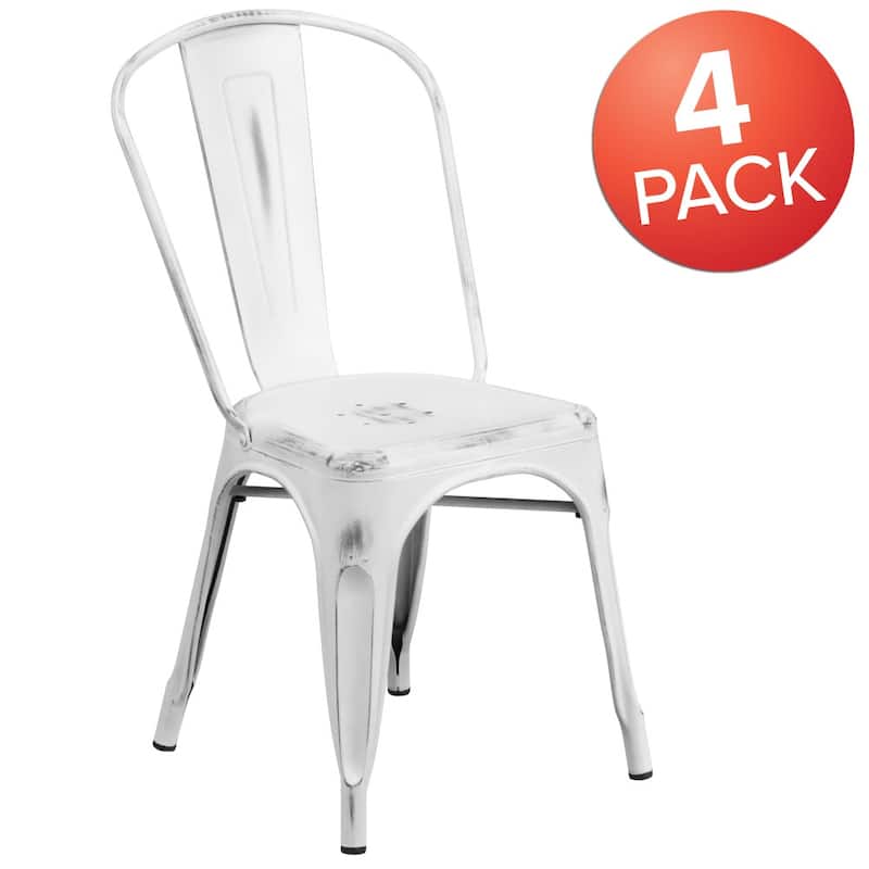 Distressed Metal Indoor-Outdoor Stackable Chair - Kitchen Furniture