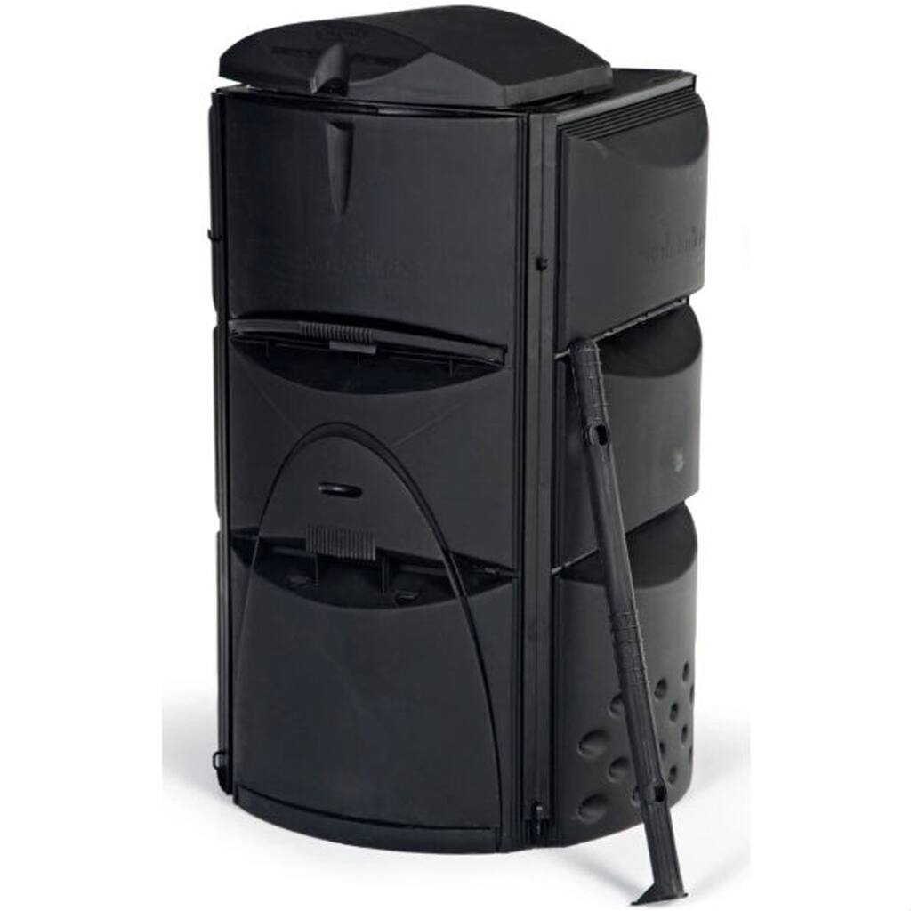 Daily Boutik 120 Gallon Black Plastic Compost Bin with 3 Composting Chambers
