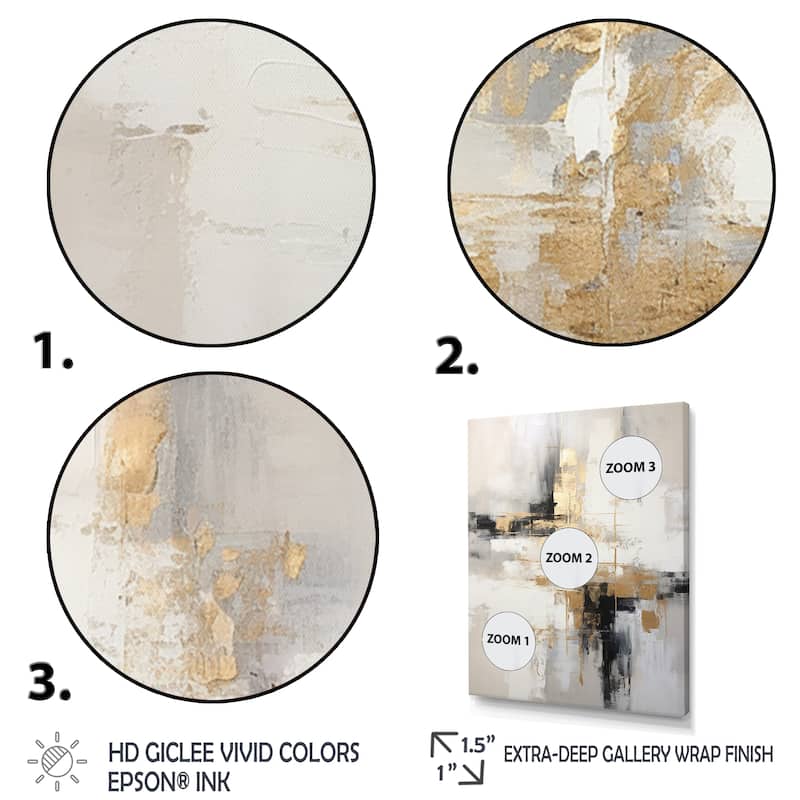 Designart "Essential Bliss Minimalism Abstract Gold Painting" Abstract Painting Framed Wall Art Living Room