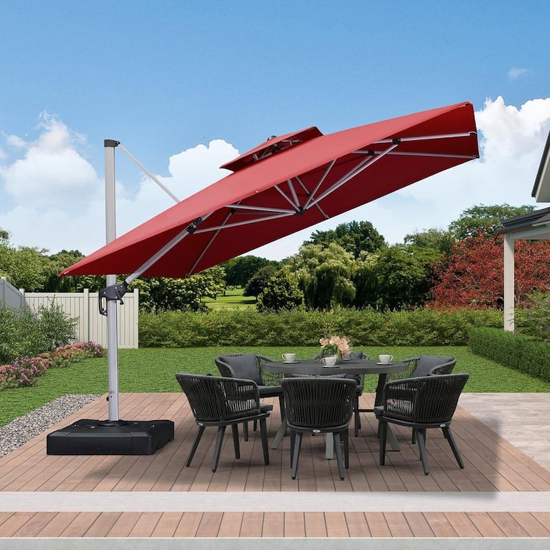 PURPLE LEAF 11 ft Square Patio Offset Umbrella