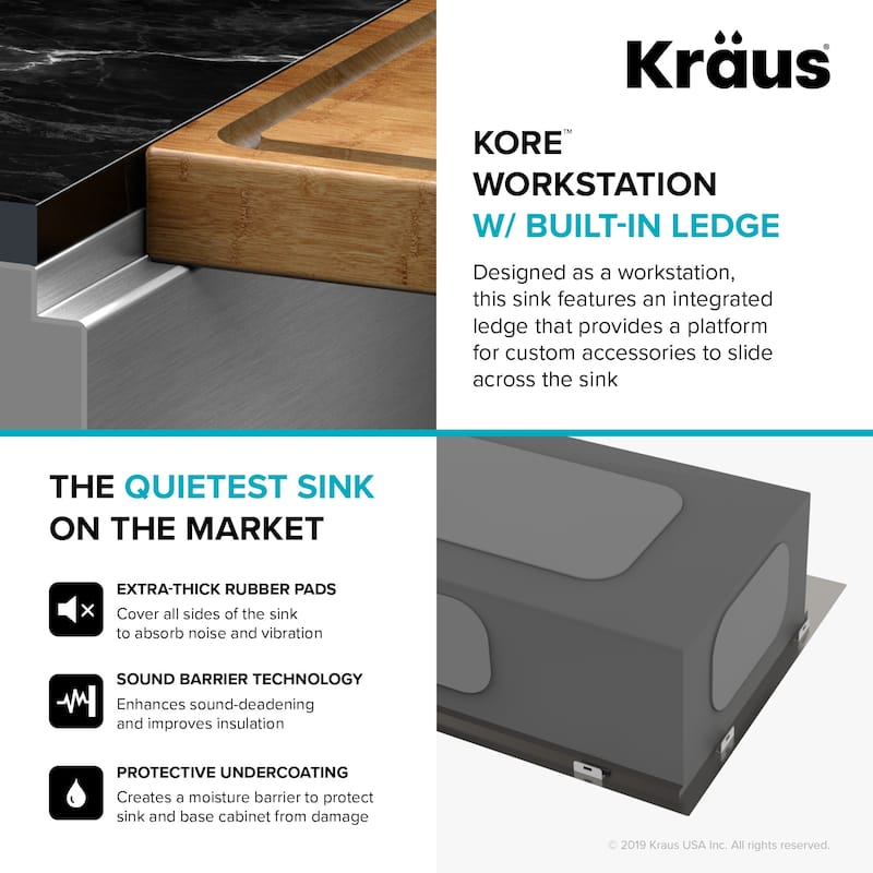 Kraus Kore 36" Farmhouse Single Basin Stainless Steel Kitchen Sink -