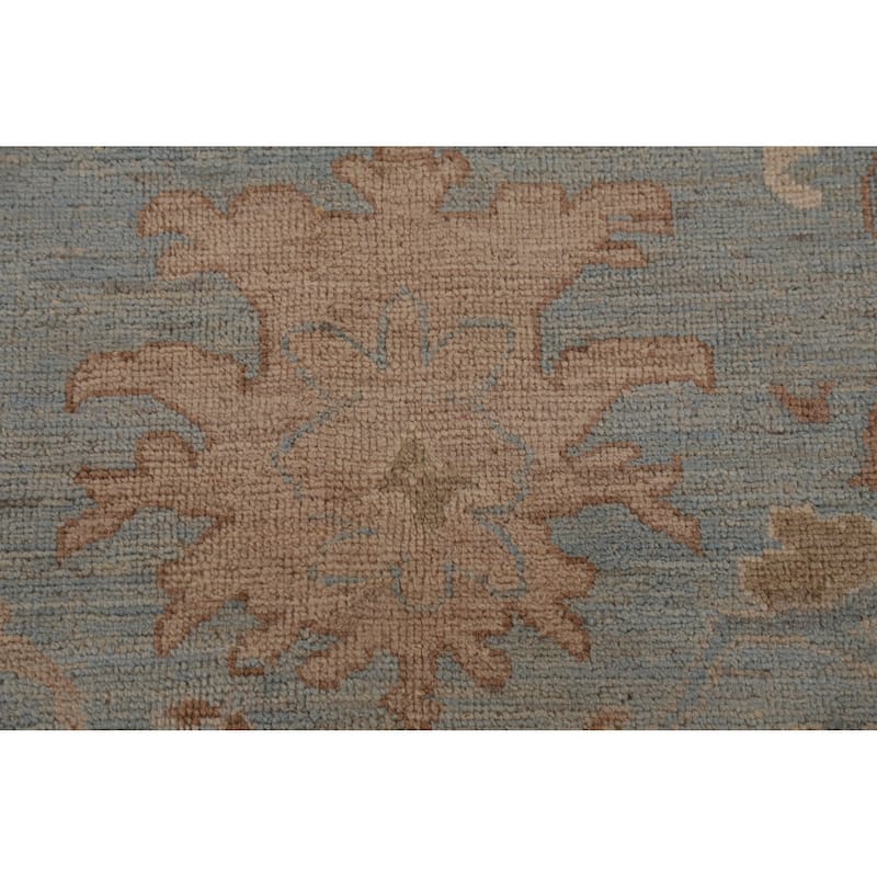Hand Knotted Oriental 100% Wool Carpet Transitional All-Over Navy Blue & Blues Oushak Area Rug - 14' 0'' X 10' 8''