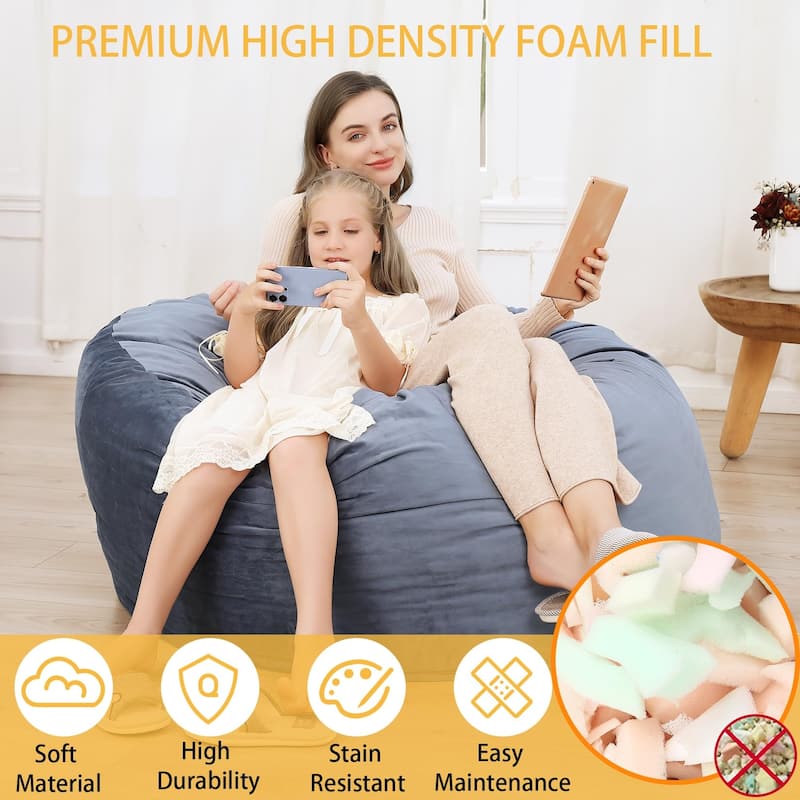 Oversized 48" Bean Bag Chair with Memory Foam