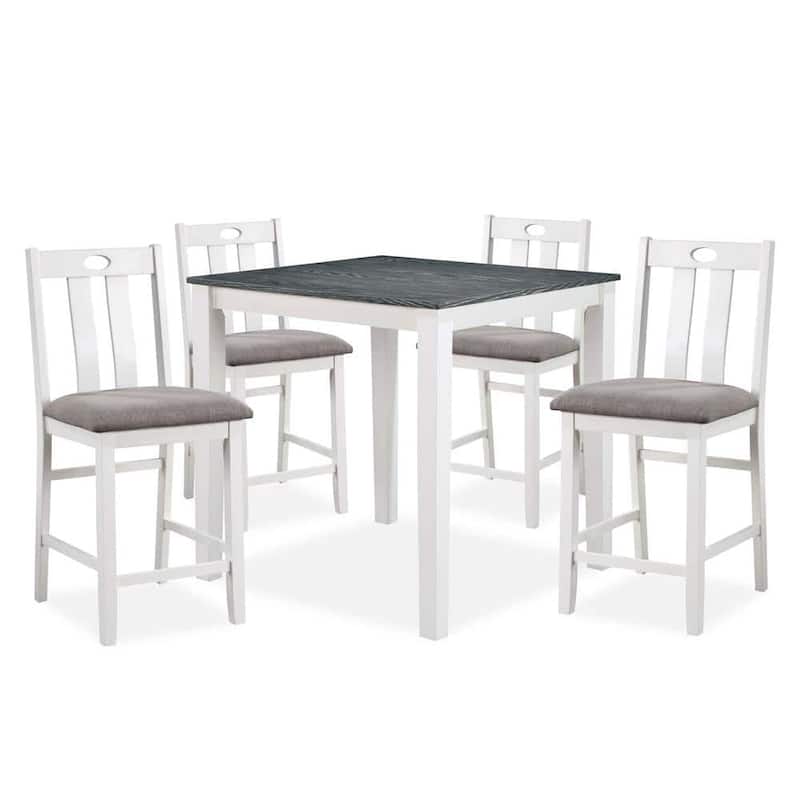 Counter Height Dining Table Set, 5 Piece Wooden Dining Table Set with Dining Table and 4 Upholstered Side Chair